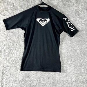 Roxy Whole Hearted Rash Vest Womens Medium Black Raglan Sleeve Soft Resistant